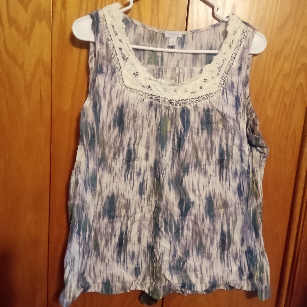 Relativity Blue and White Tie-Dye Tank Top